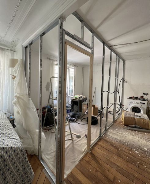 Séparation d'un espace cuisine pour créer une nouvelle chambre à Paris 7ème