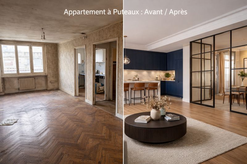 Avant et après la rénovation d'un appartement dans le 92062