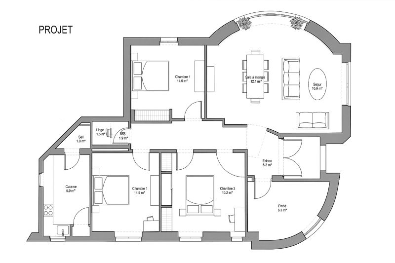 Plan pour la rénovation d'un appartement haussmannien à Paris 8